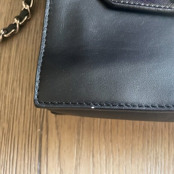 Lancaster Women's Black Leather Crossbody Purse Bag 8" x 7"! - Picture 4 of 11